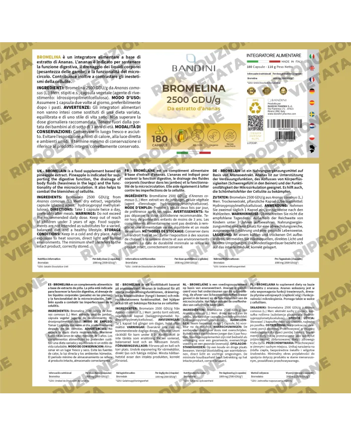 Bromelina 180 capsule depurativa forte e drenante per la cellulite