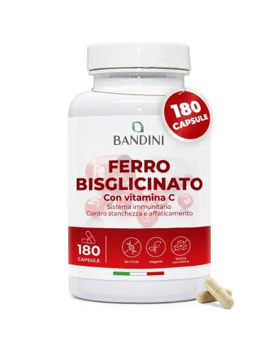 Ferro Bisglicinato e Vitamina C | 180 Capsule Altamente Dosate