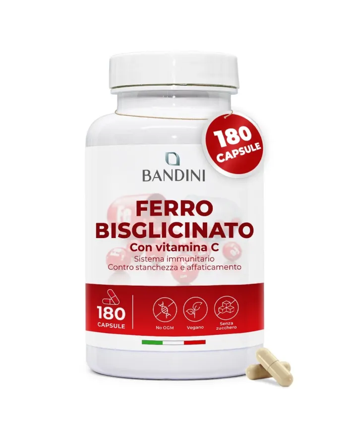 Ferro Bisglicinato e Vitamina C | 180 Capsule Altamente Dosate
