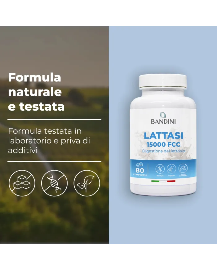 Lattasi 15.000 FCC - 80 compresse per intolleranza al lattosio