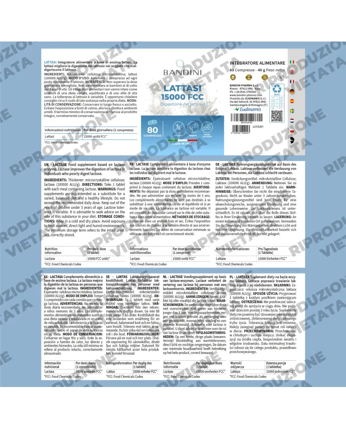 Lactase 15.000 FCC – 80 tablets