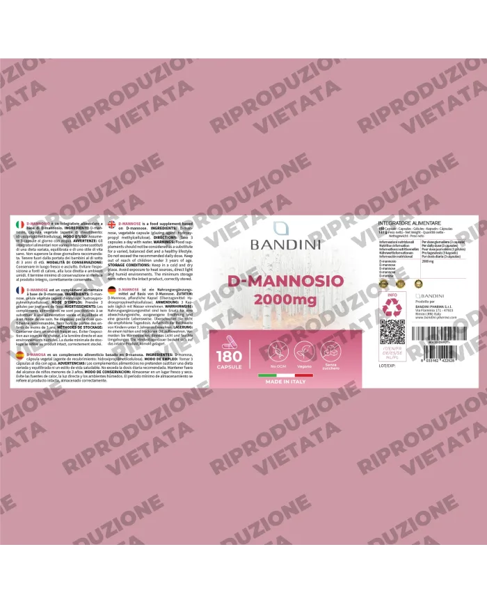 D-mannose 180 capsules - Supplement for cystitis
