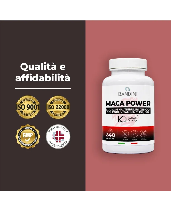 Maca Power 240 capsule alto dosaggio con Arginina e Tribulus