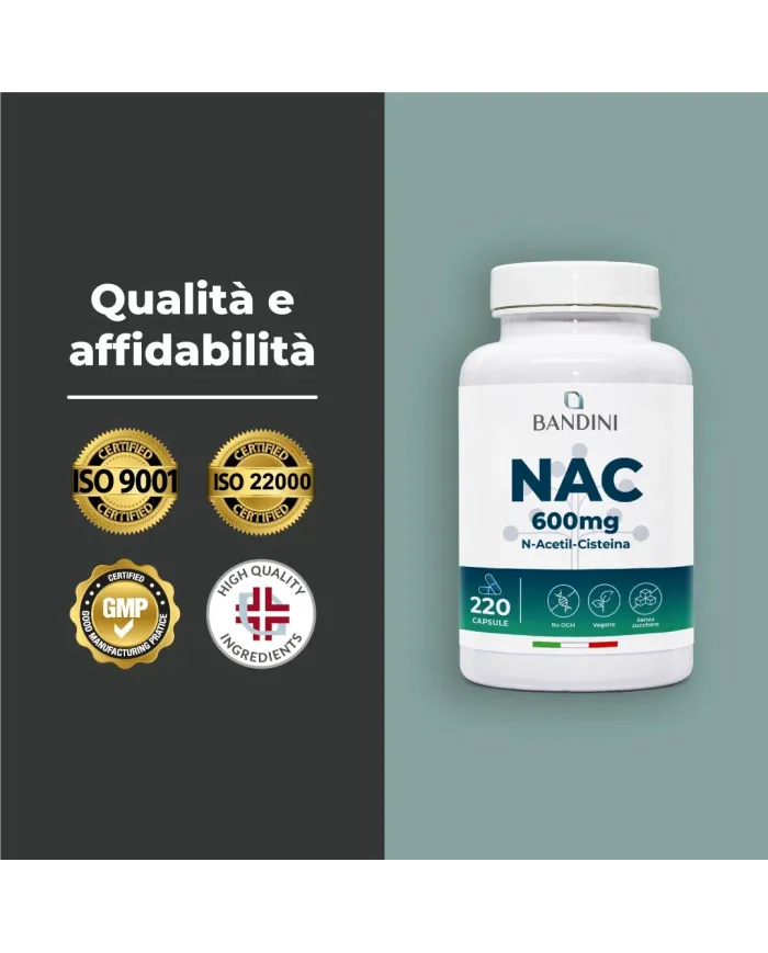 NAC N-Acetil-Cisteina 600mg | 220 Capsule | Difese immunitarie