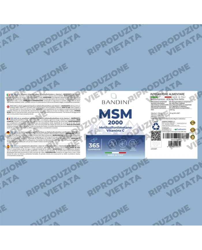 MSM 365 tablets - Healthy Bones, Joints, Nails and Hair