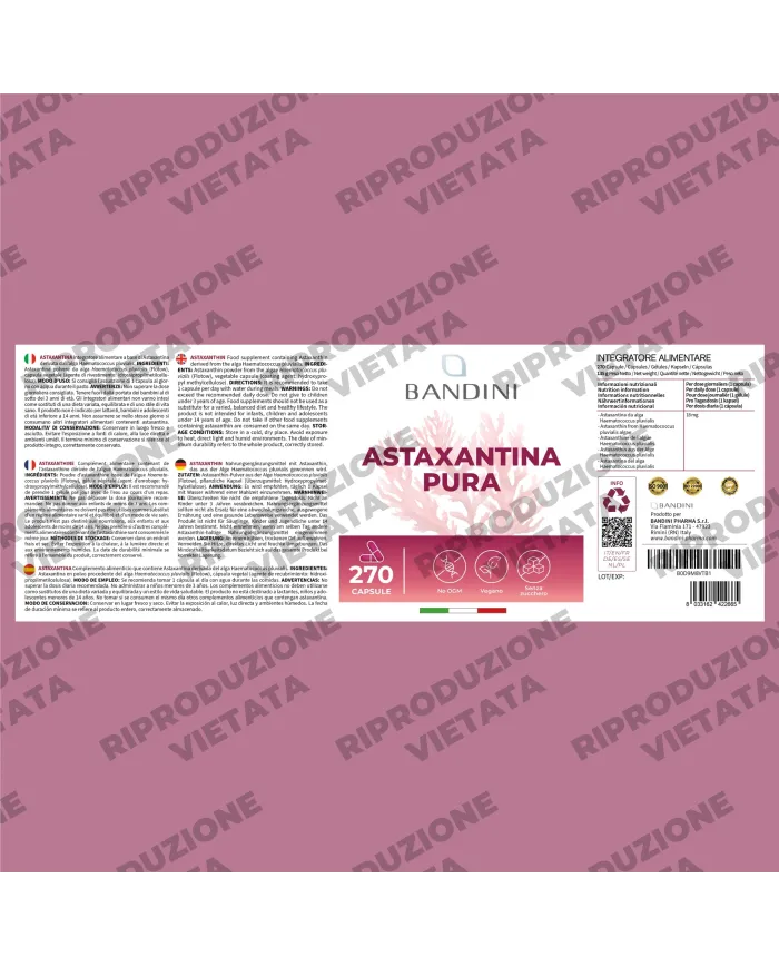Astaxantina Naturale 270 capsule 18 mg - Integratore antiossidante