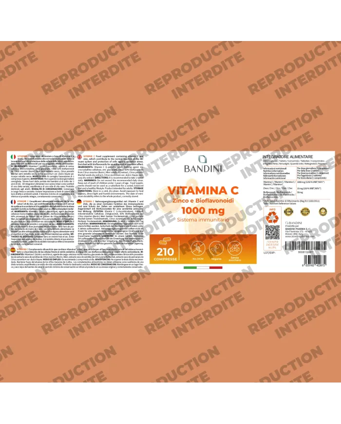 Vitamina C 1000mg integratore 210 compresse con Zinco