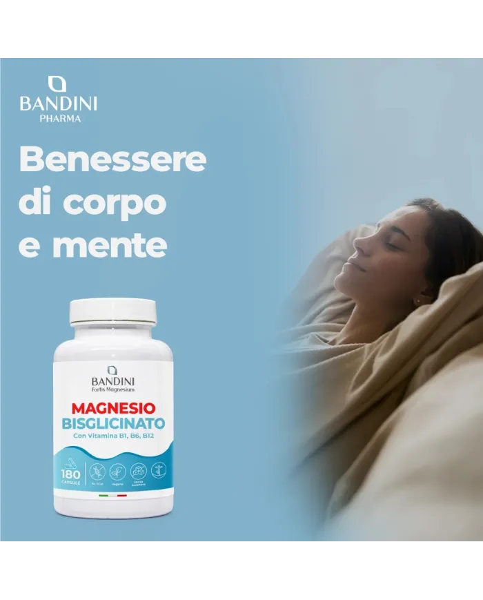 Magnesio Bisglicinato 180 capsule | Con vitamine B1, B6 e B12