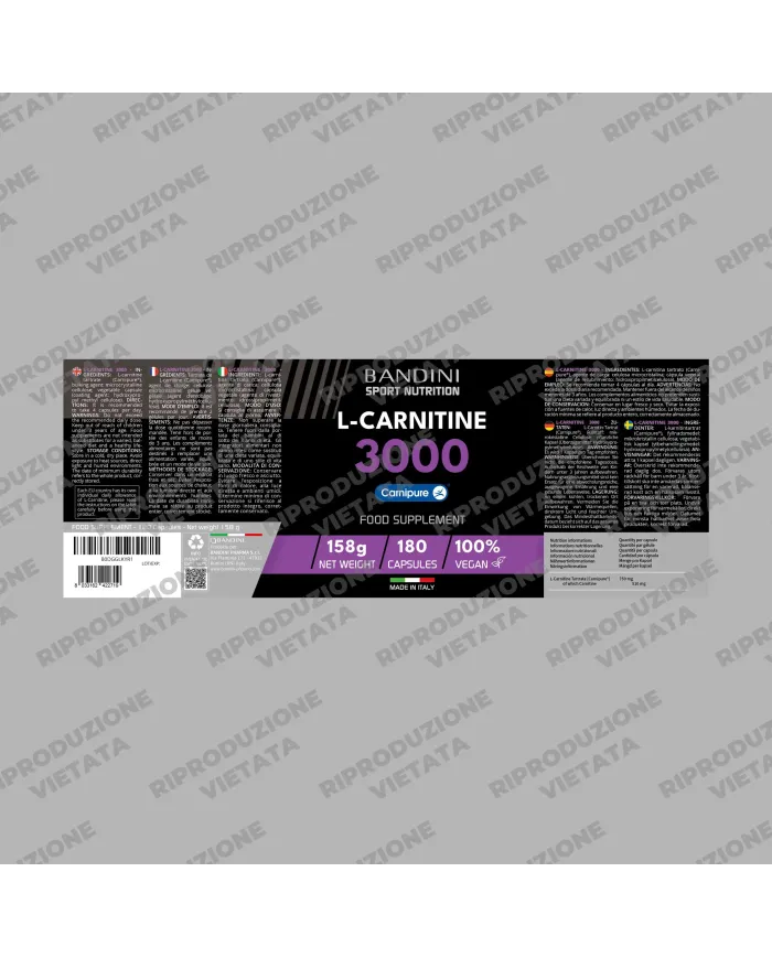 L Carnitina 3000 da 180 capsule | Integratori per lo Sport