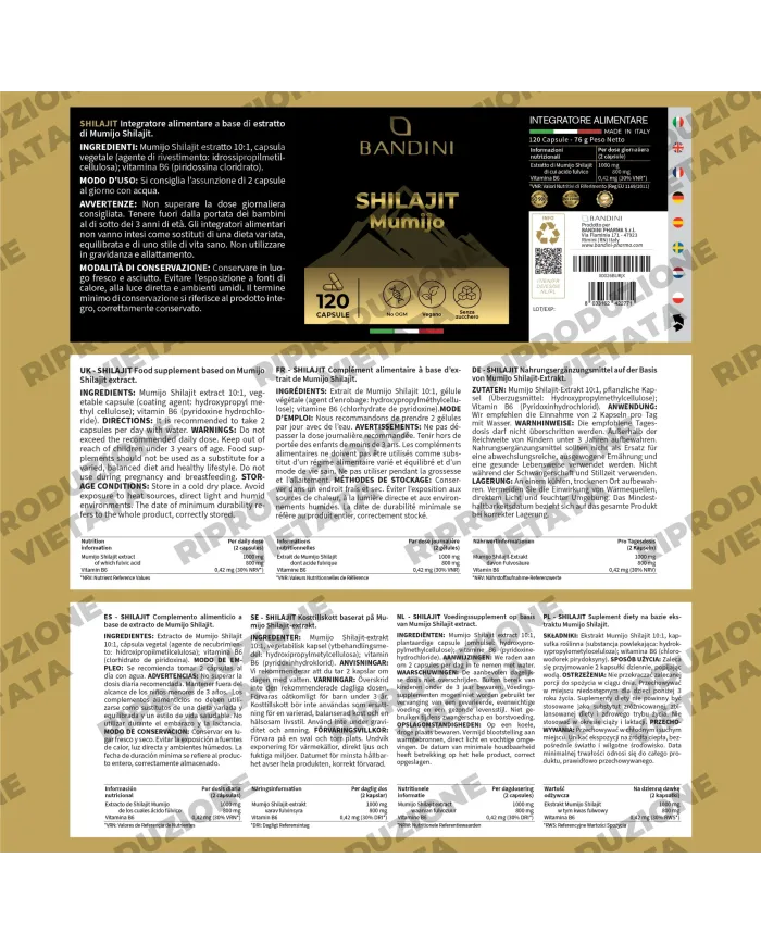 Shilajit puro Himalaya in capsule con Vitamina B6
