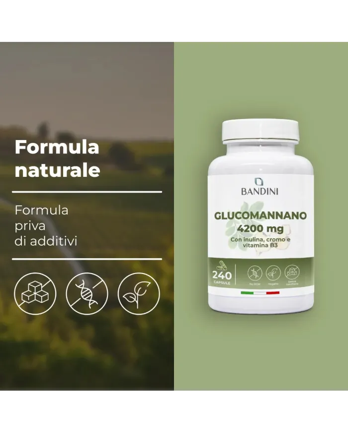 Glucomannano forte 240 capsule con B3, Cromo e Inulina