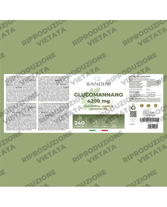 Glucomannano forte 240 capsule con B3, Cromo e Inulina