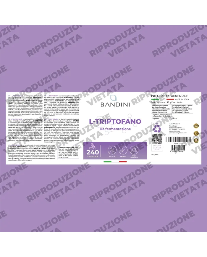 L triptofano 240 capsule per il riposo e il benessere mentale