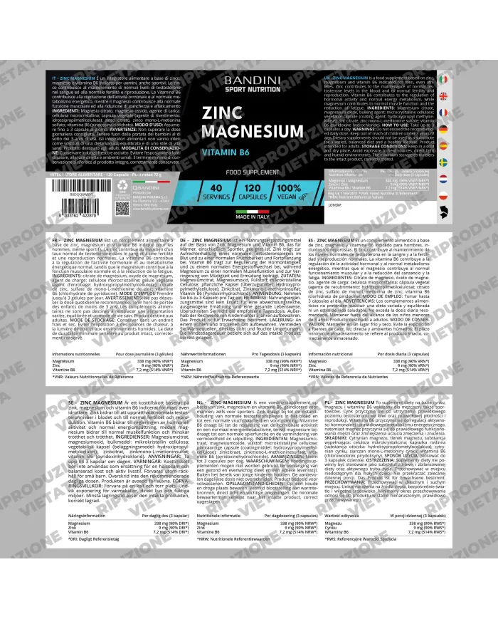 ZMA Zinco & Magnesio 120 capsule per ridurre la stanchezza