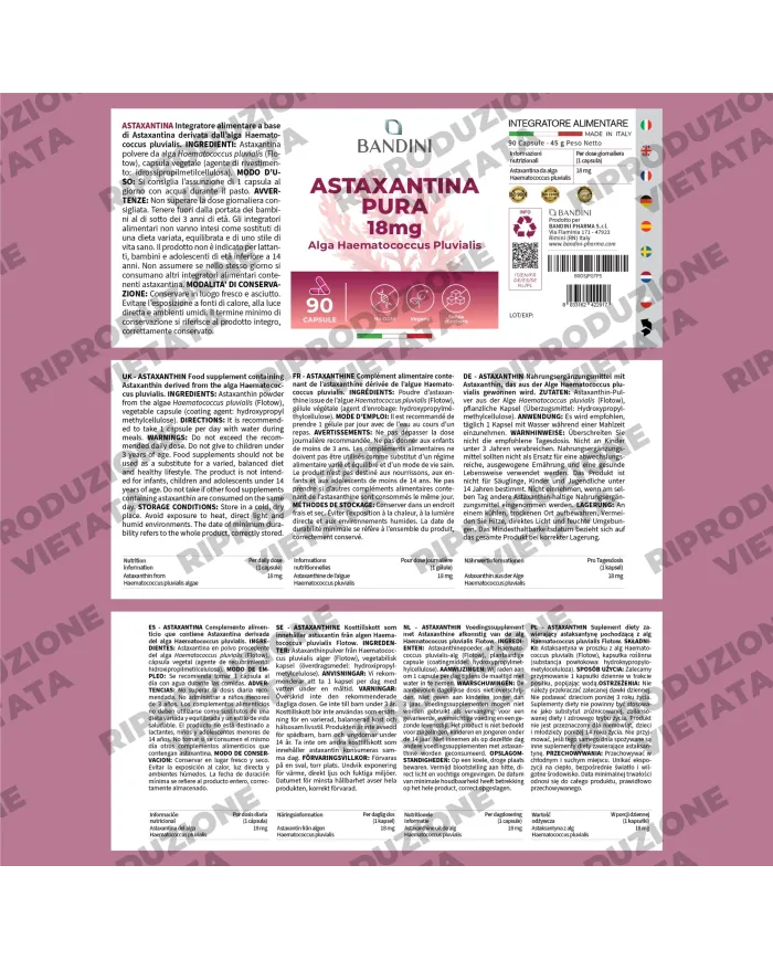 Astaxantina pura 90 capsule da 18 mg - Antiossidante potente