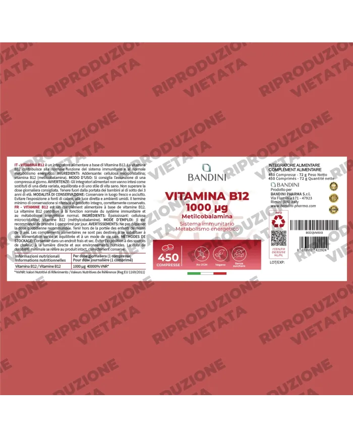 Vitamina B12 metilcobalamina - 450 compresse