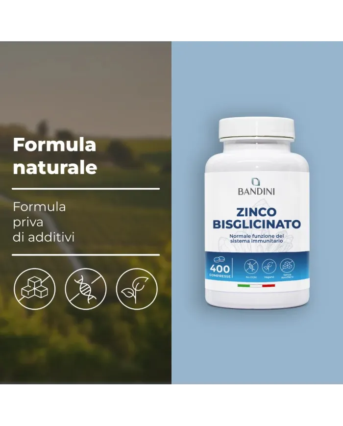 Zinco Bisglicinato 400 compresse | Salute di ossa, capelli, unghie