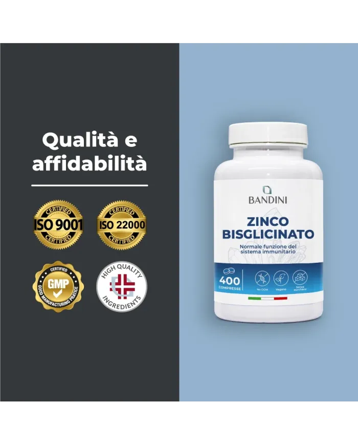 Zinco Bisglicinato 400 compresse | Salute di ossa, capelli, unghie