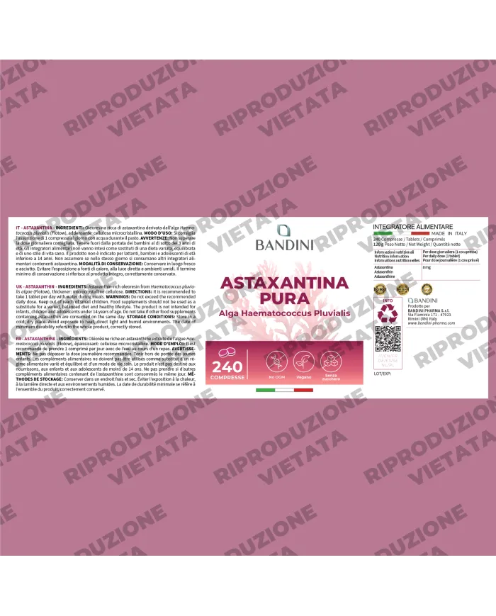 Astaxantina 8 mg in compresse - Antiossidante naturale