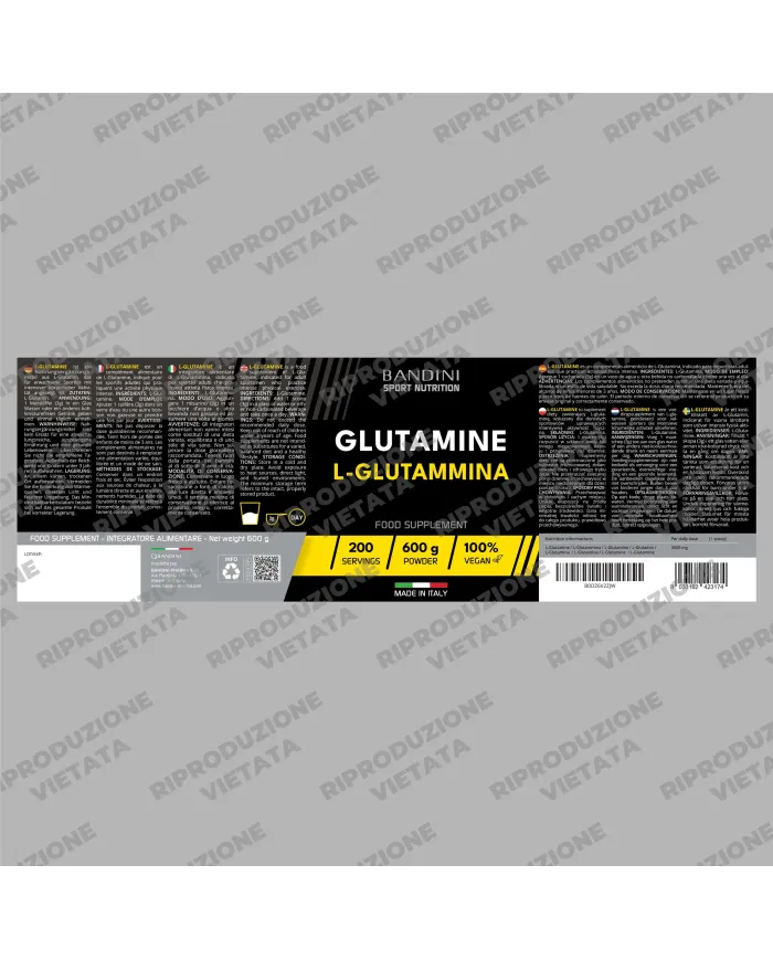 Glutammina polvere 600g - Aminoacido per recupero muscolare