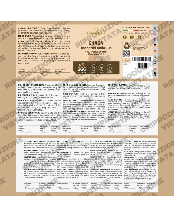 Chaga Mushroom Inonotus Obliquus 366 tablets- Mycotherapy
