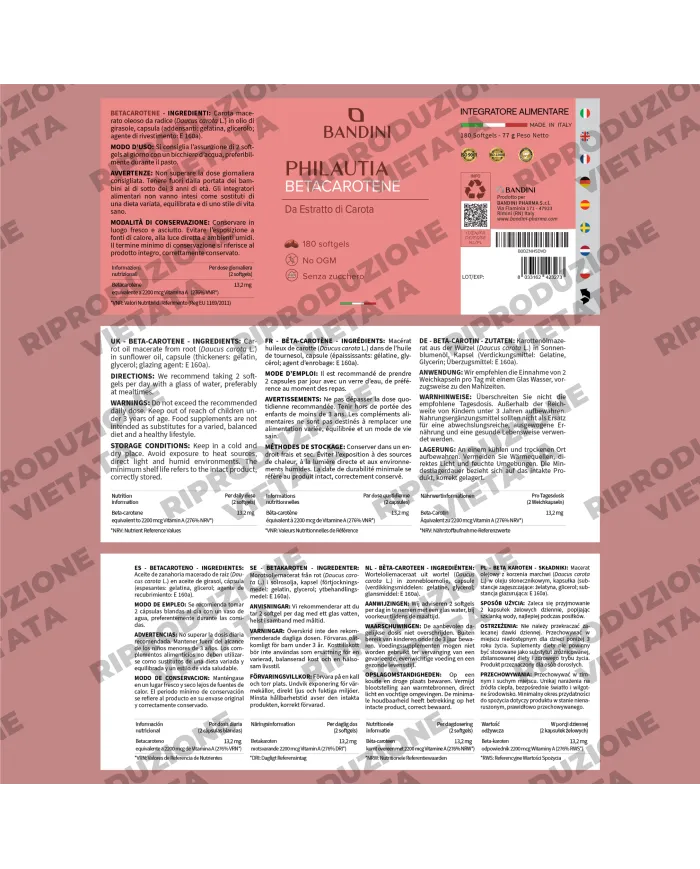 Betacarotene softgel integratore per l'abbronzatura e la pelle