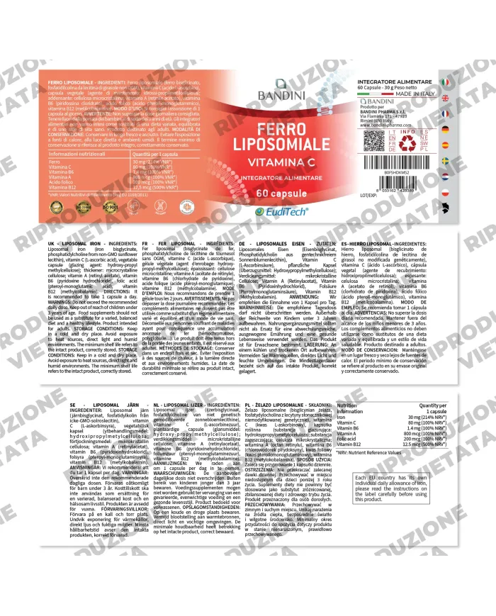 Bandini® - Ferro Liposomiale 60 capsule con Vitamine