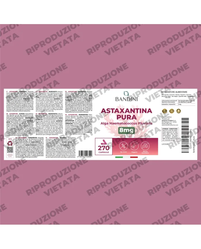 Astaxantina 8mg 270 capsule | Oleoresina antiossidante