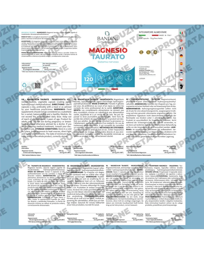 Magnesio taurato 120 capsule per il sistema nervoso