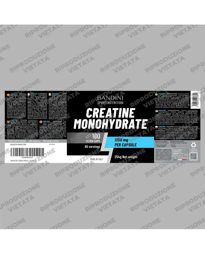 Creatina Monoidrata 180 Capsule per sportivi