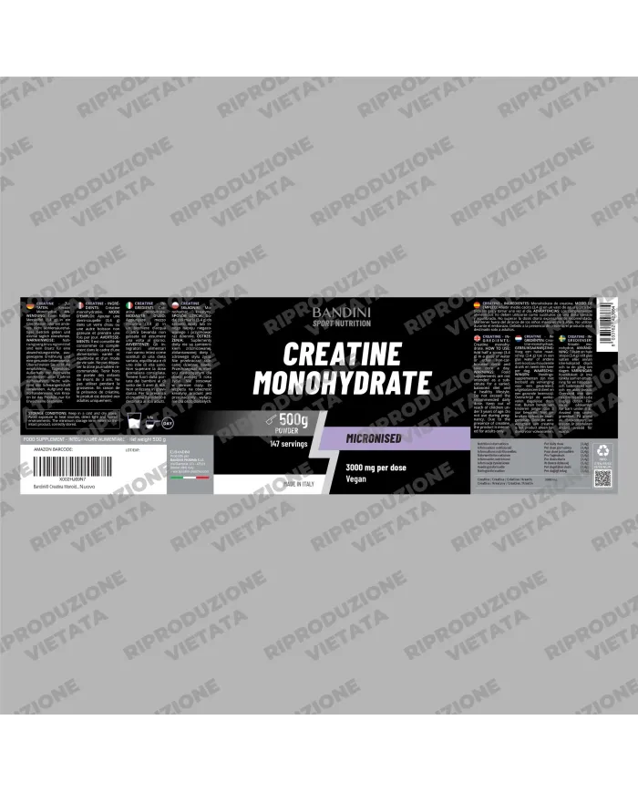 Creatina monoidrato in polvere 500g per allenamento intenso