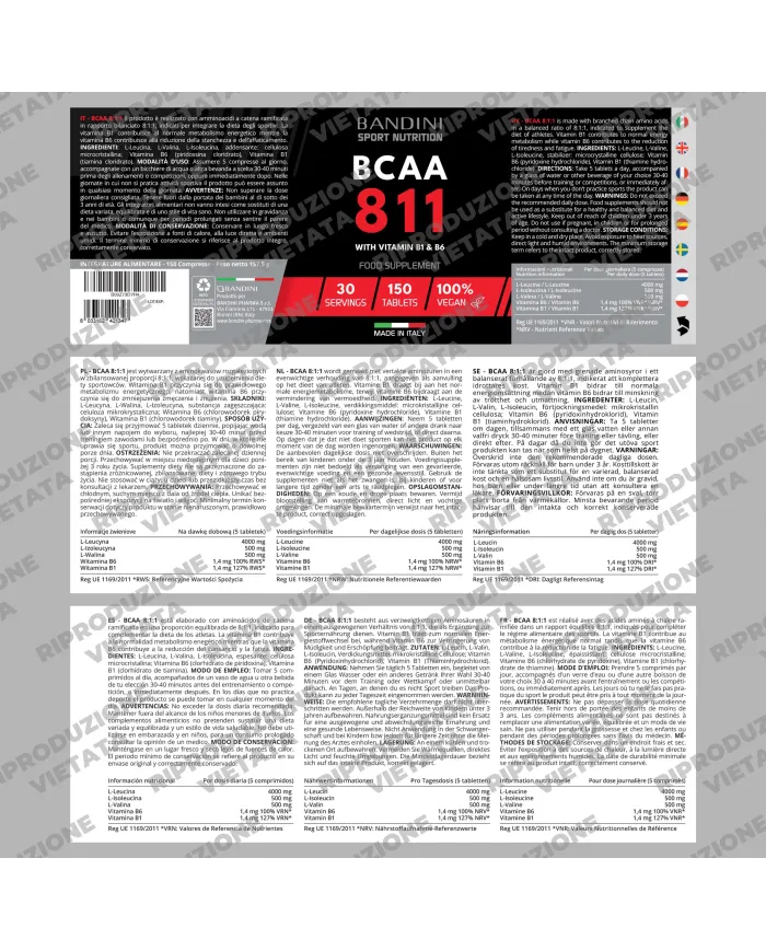 BCAA 8:1:1 150 compresse - Integratore Pre & Post workout sport