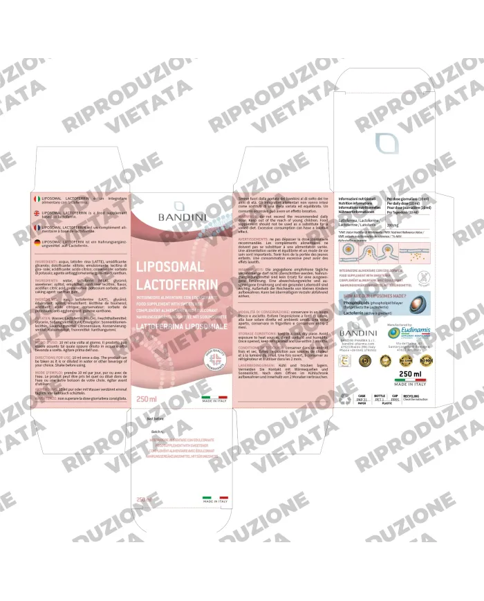 Bandini® Lattoferrina liposomiale liquida 250ml - Alto assorbimento