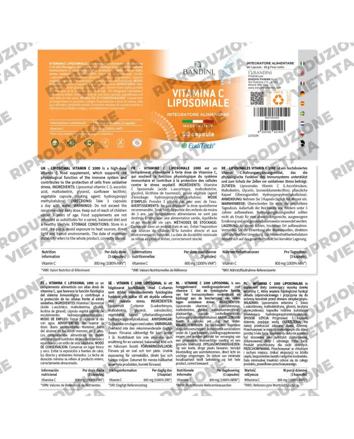Vitamin C 800mg Liposomal Supplement - 60 Capsules