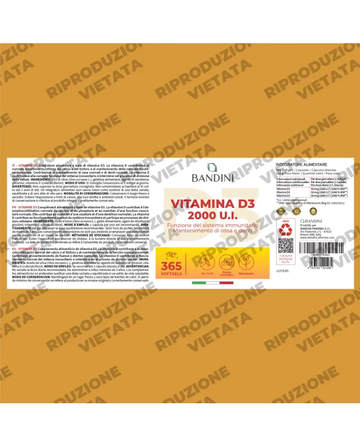Vitamina D3 365 softgels in Olio d'Oliva - Rinforza i tuoi muscoli