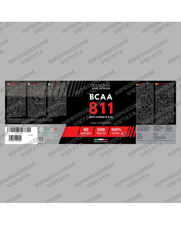BCAA 8.1.1 200 compresse - Integratore per lo Sport con B1 e B6