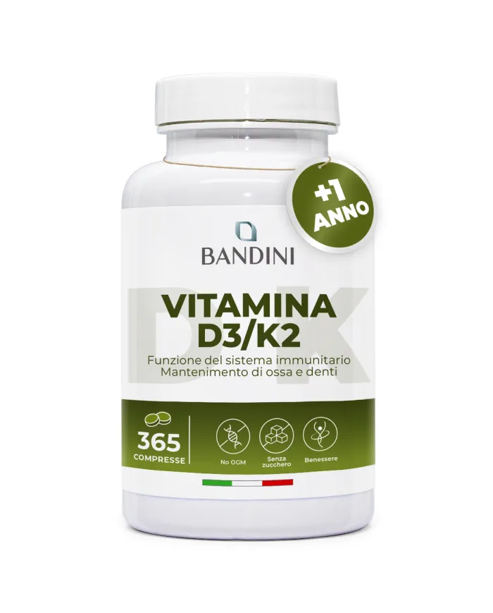 Vitamina D3 e K2 - 365 compresse per le Ossa ed i Denti