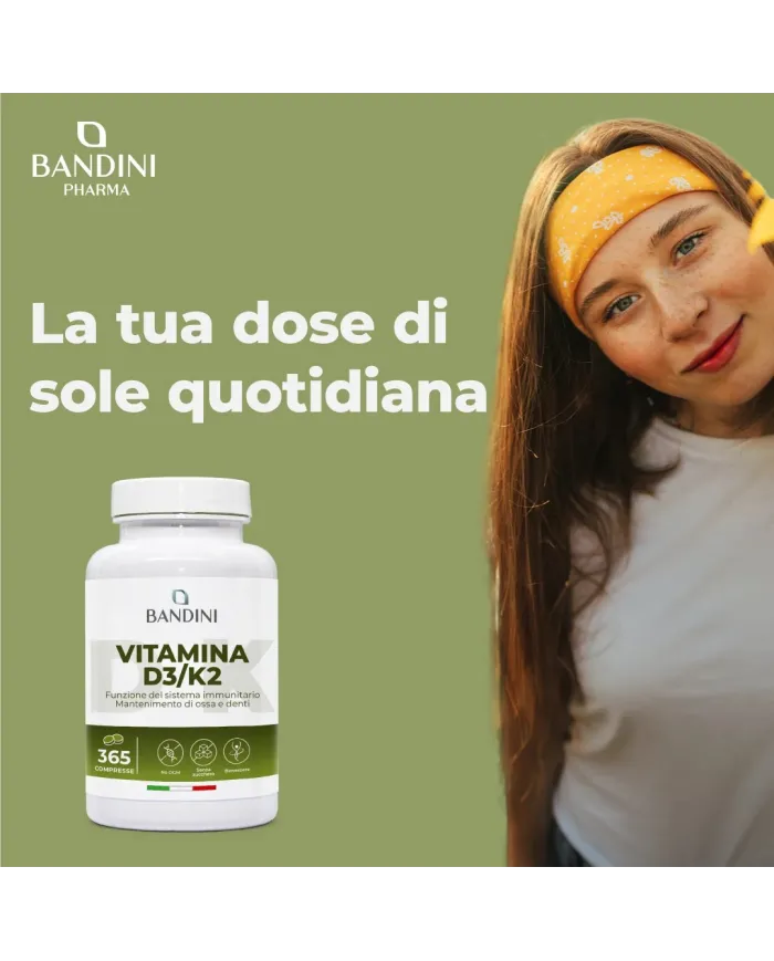 Vitamina D3 e K2 - 365 compresse per le Ossa ed i Denti