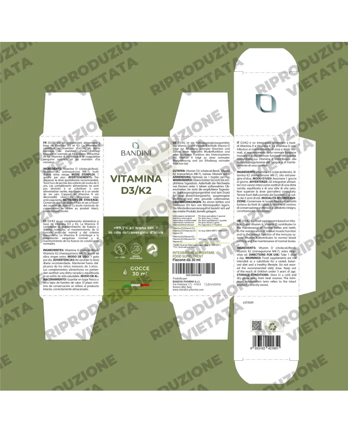 Vitamina D3 K2 liquida 30 ml migliora la coagulazione del sangue