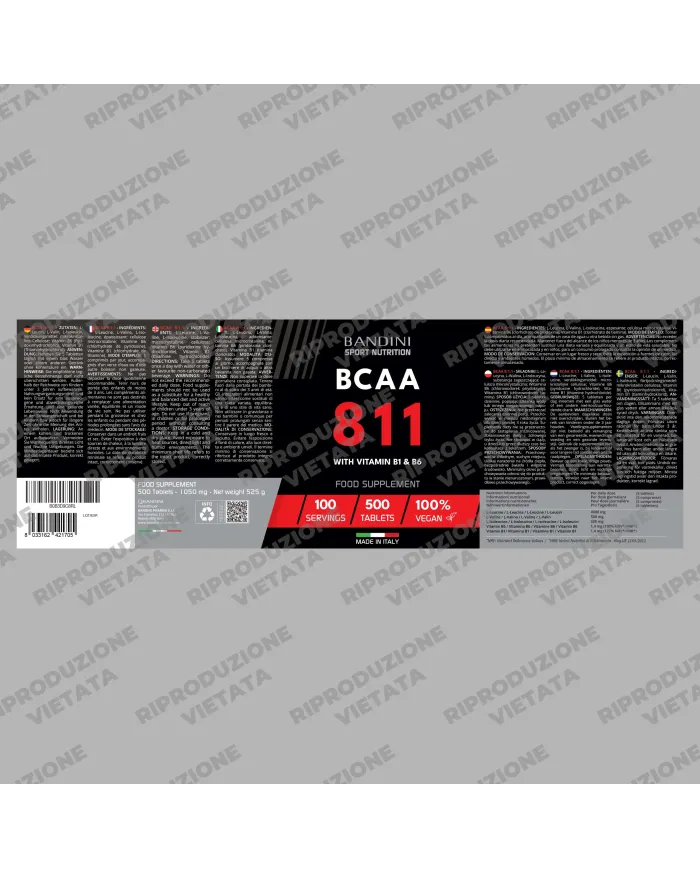 BCAA 8:1:1 500 compresse - Integratore Pre & Post workout sport