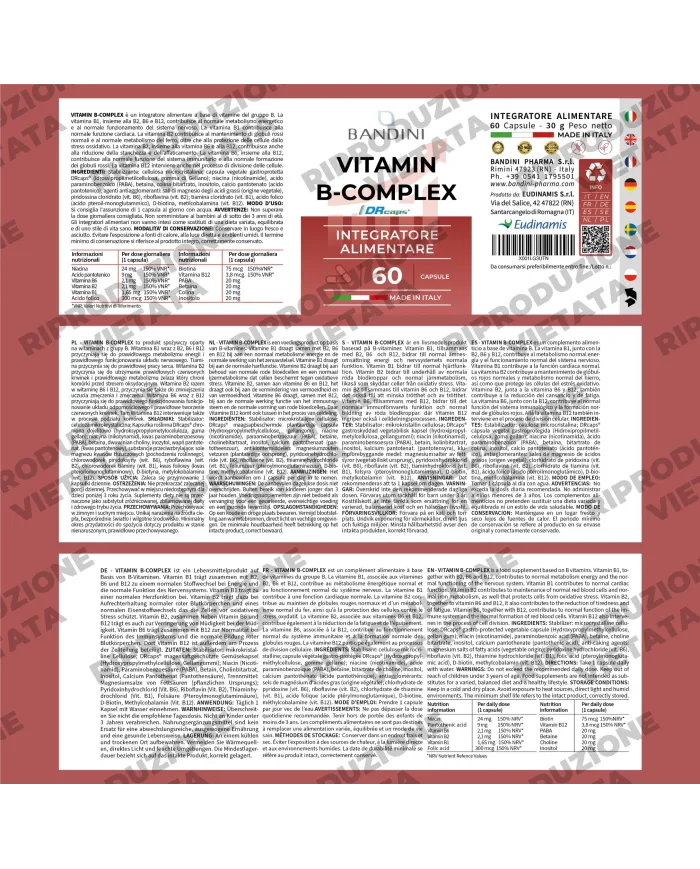 Vitamina B Complex 60 capsule 100% vegan & No OGM