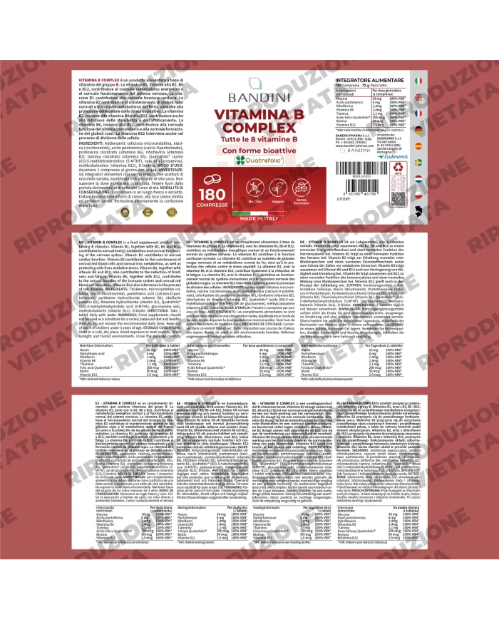 Vitamina B Complex 180 compresse - Contro lo stress ossidativo