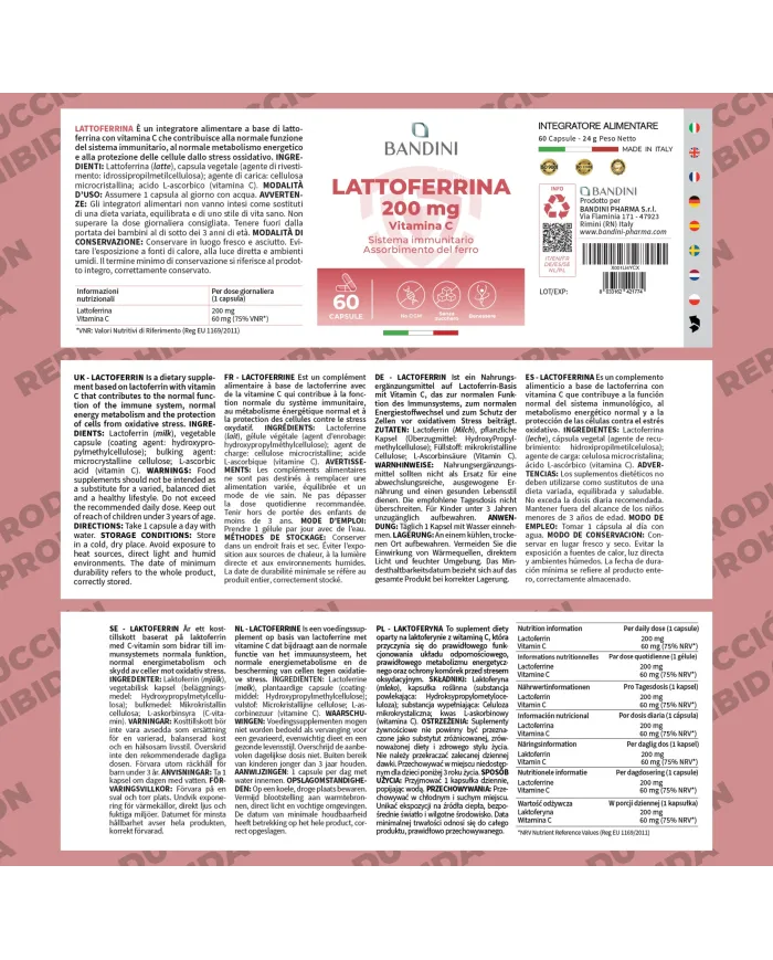 Lattoferrina 60 Capsule - Antiossidante per il Sistema Immunitario