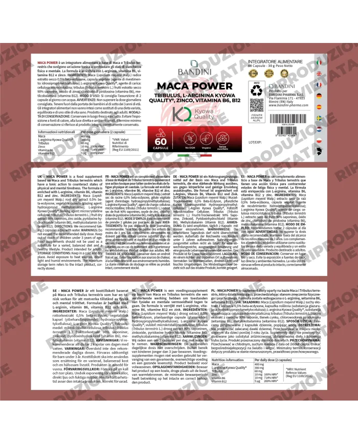 Maca Power da 60 capsule - Tonico che riduce la stanchezza