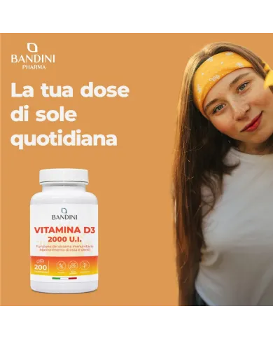 Vitamina D3 2000 U.I. 200 Compresse (6 Mesi) - Per Ossa & Denti