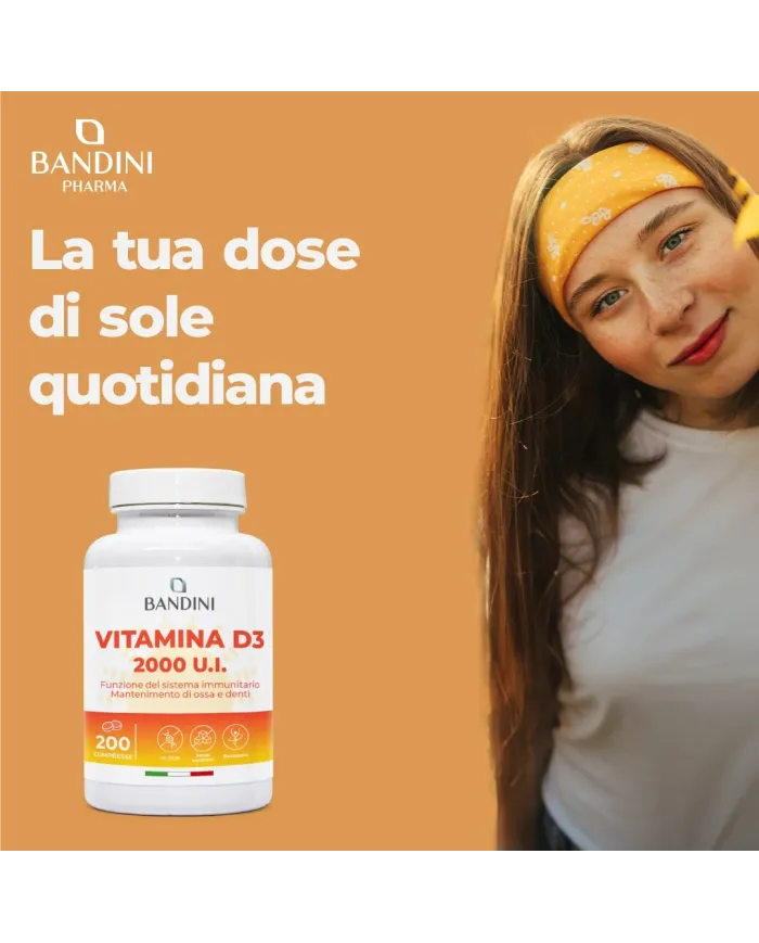 Vitamina D3 2000 U.I. 200 Compresse (6 Mesi) - Per Ossa & Denti