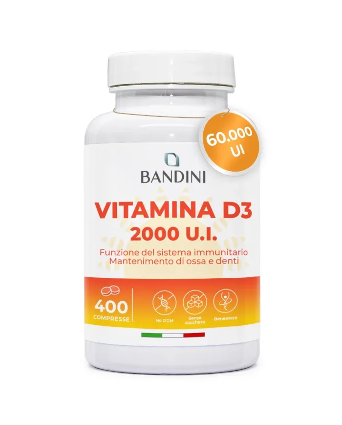 Vitamina D3 2000 U.I. 400 Compresse (1 anno) - Per Ossa & Denti