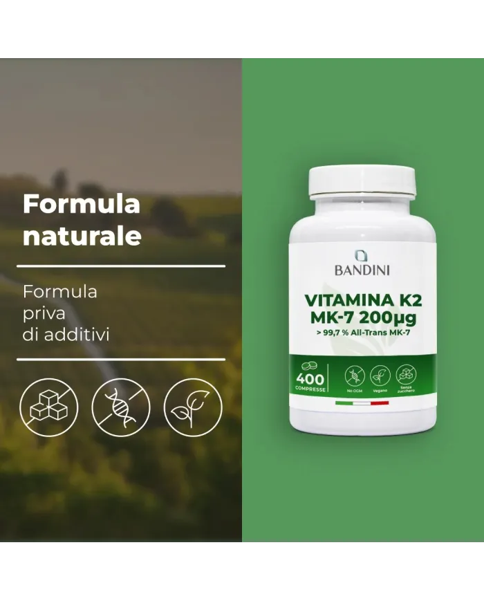 Vitamina K2 | 400 Compresse | Vit K2 Italiana per Ossa normali
