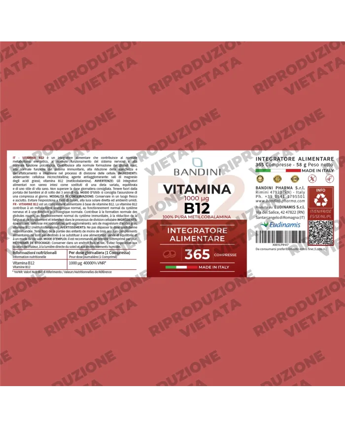 Vitamina B12 100% Vegan - Riduce la stanchezza fisica e mentale