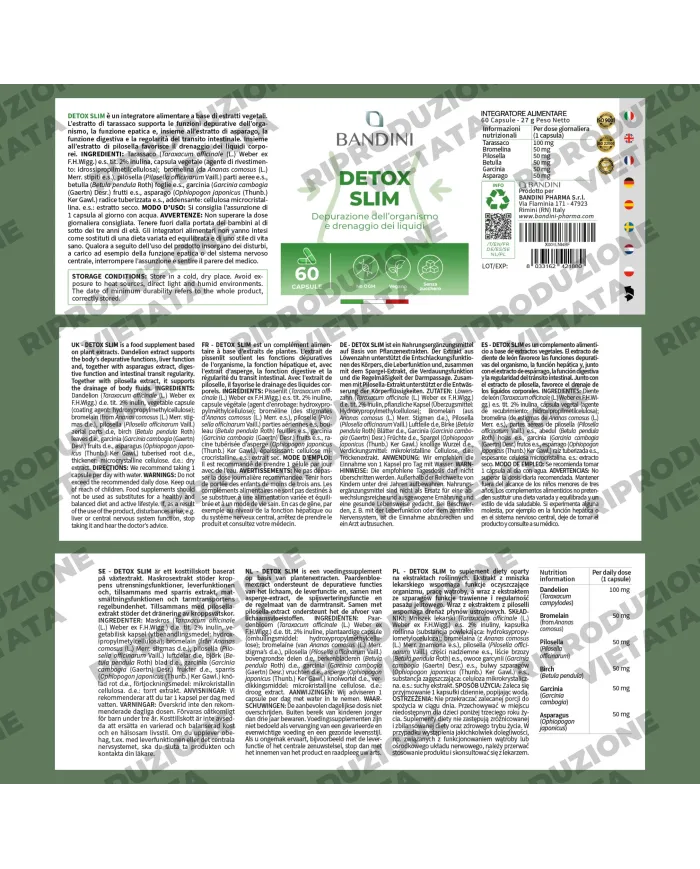Detox Slim 60 Capsule - Drenante, Antiossidante & Depurativo